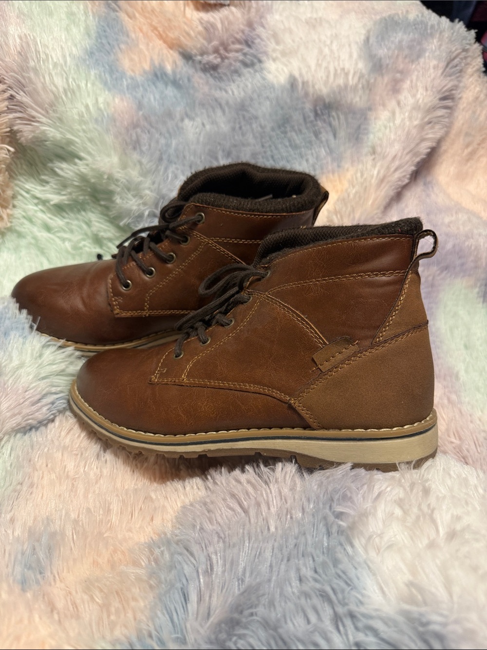 Kids Brown Lace-Up Casual Boots